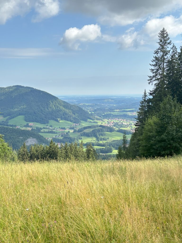 Blick vom Unternberg Sattel in Richtung Chiemsee.